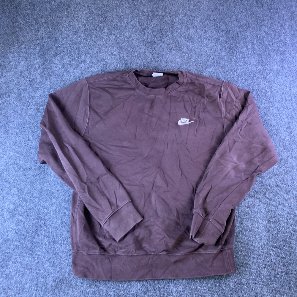 Nike Sportswear Club Fleece Mens Small Brown Good Pullover Sweatshirt BV2662-203